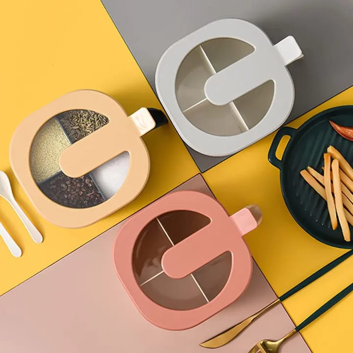 4-Section Airtight Spice & Grain Storage Box