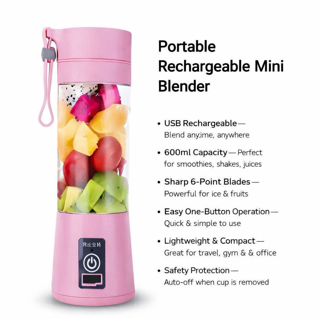BlendGo Portable USB Juicer Blender – 600ml