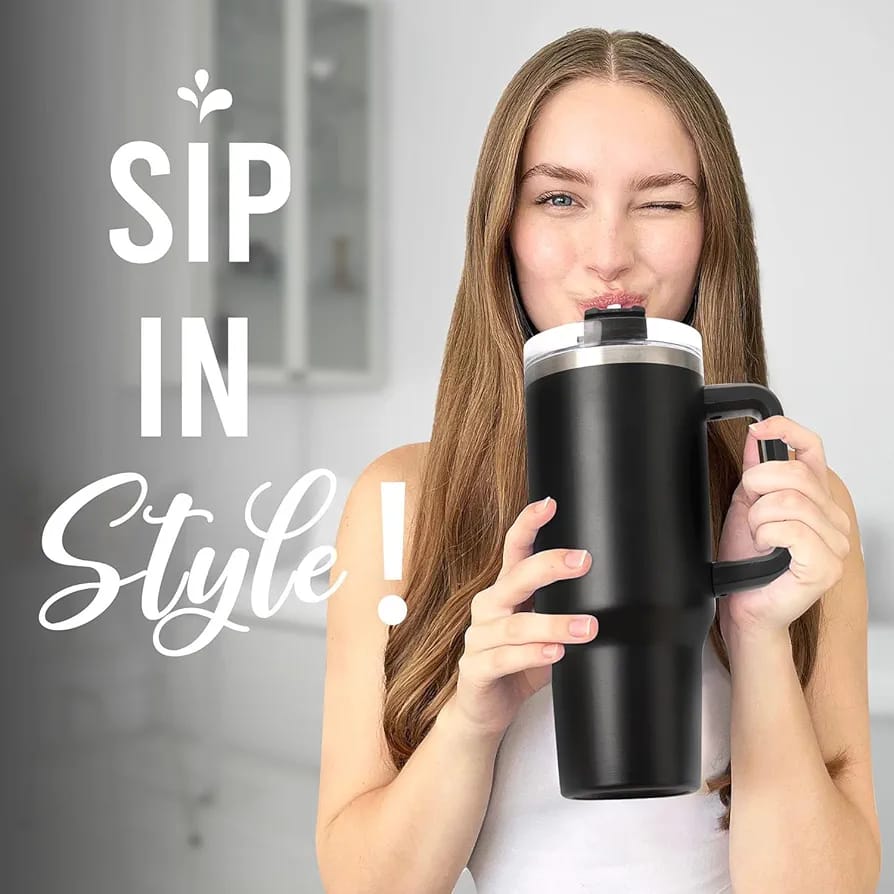 Premium Matte Black Texture Mini Tumbler – 14oz (420ml)