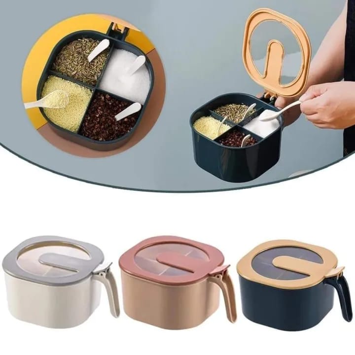 4-Section Airtight Spice & Grain Storage Box