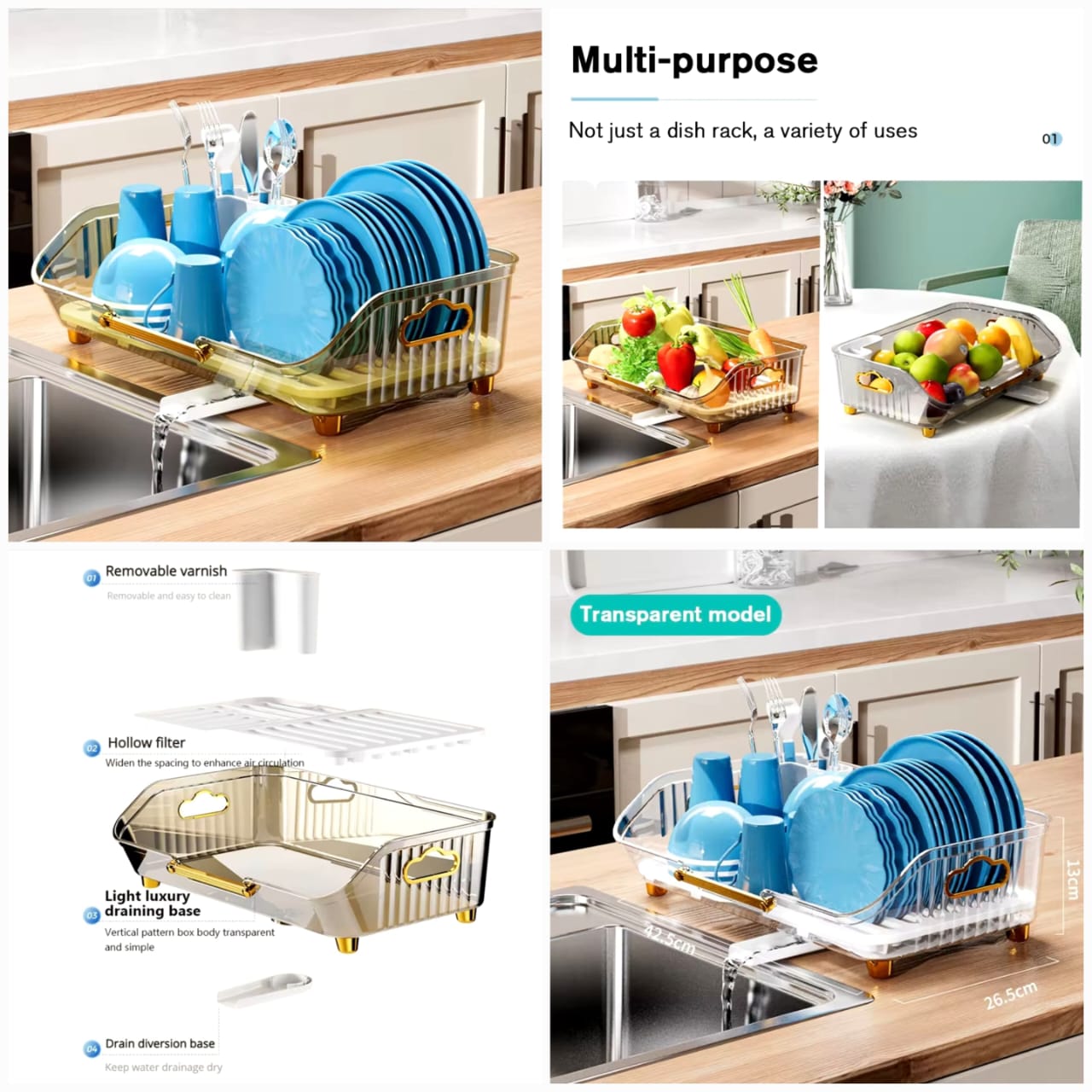 Premium Acrylic Luxury Dish Drain Rack